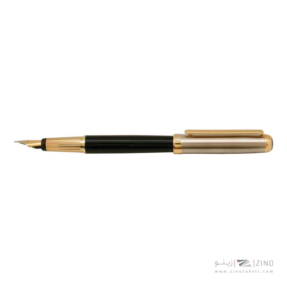 عکس محصول خودنویس نفیس ایپلمات لرد نیمه مشکی لاکی استیل گیره زرد ساخت ایپلمات با نمایش جنس و طراحی در خودنویس, لوازم التحریر.