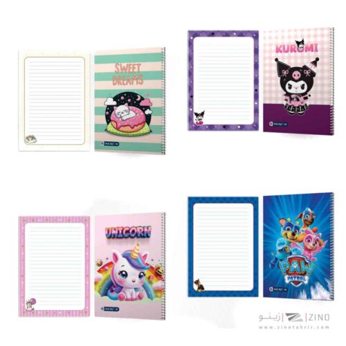 دفتر80برگ وزیری سیمی مجلد حاشیه دار میکرو طرح کارتونی کدC57