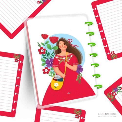 دفتر100برگ20*14جلدطلق پرسی دکمه ای آبرنگ سری تصویرسازی هپی کدA005