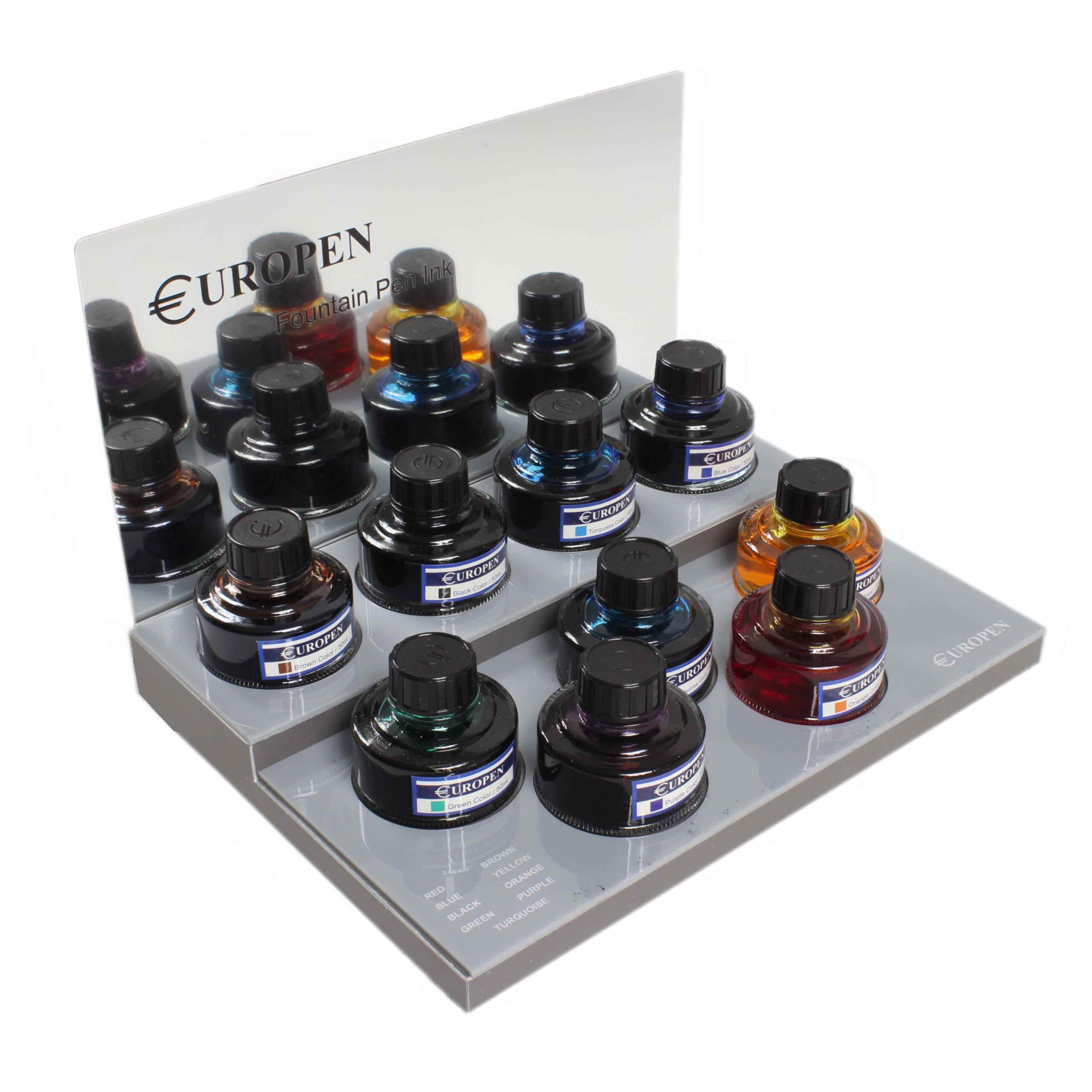 عکس دقیق رگلام جوهر خودنویس رنگ جور یوروپن برند یوروپن در دسته خودنویس, لوازم التحریر با پس‌زمینه سفید.