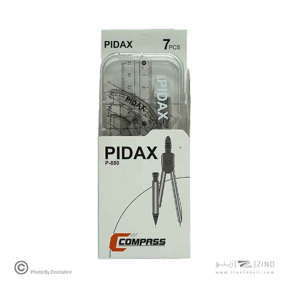 عکس ست پرگار 7تکه اتودی پیداکس کدP-880 تولید پیداکس برای نمایش نمای جلوی محصول در ابزار رسم و مهندسی, پرگار, ست لوازم التحریر, لوازم التحریر, لوازم طراحی و هنری.