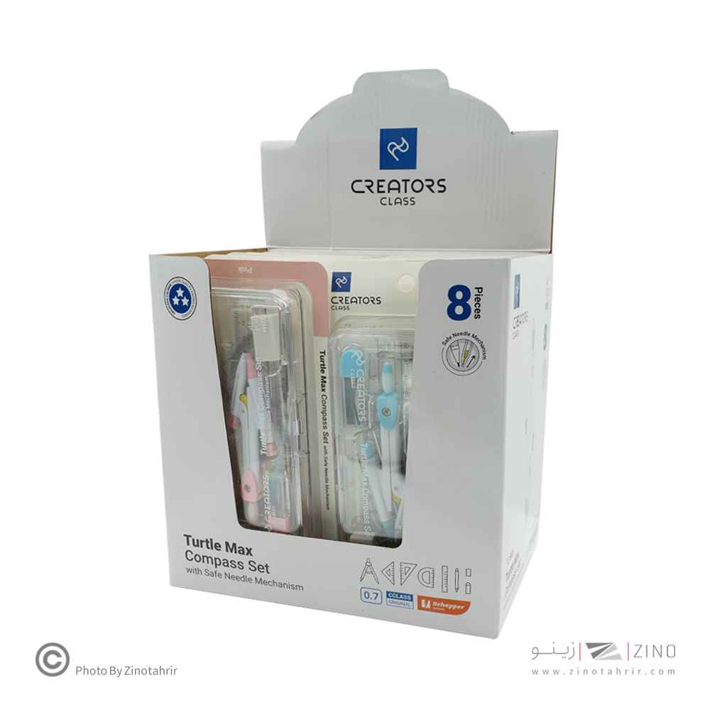 عکس ست پرگار8تکه سری ترتل مکس سیکلاس کد CCTMC7 - TURTLE MAX تولید سیکلاس برای نمایش نمای جلوی محصول در ابزار رسم و مهندسی, پرگار, ست لوازم التحریر, لوازم التحریر, لوازم طراحی و هنری.
