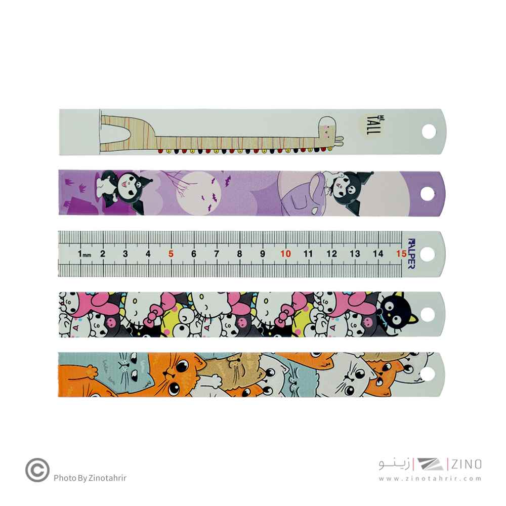 تصویر واضح خط کش 15سانت فانتزی فلزی آلپر برند آلپر با پس‌زمینه سفید از گروه ابزار رسم و مهندسی, خط کش, لوازم التحریر, لوازم طراحی و هنری.