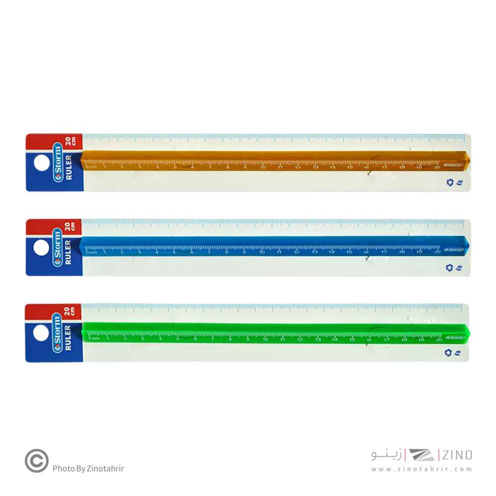 عکس اصلی خط کش20سانت کریستال رنگی سه گوش(مثلثی) استورم کد630120 برند استورم از زاویه نمای استاندارد در ابزار رسم و مهندسی, خط کش, لوازم التحریر, لوازم طراحی و هنری.