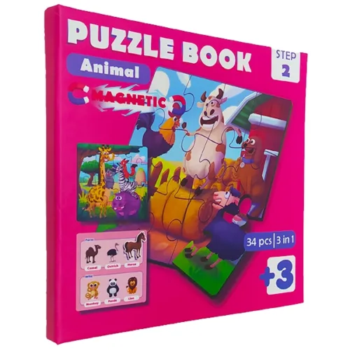 بازی فکری پازل بوک مگنتی حیوانات 34 قطعه
