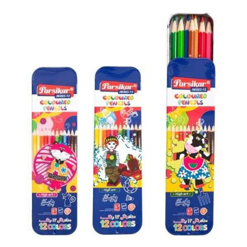 مداد رنگی 12 رنگ فلزی تخت مدل JM 885-12 پارسیکار (12 عددی )