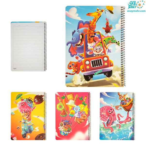 دفتر 50 برگ تک خط فنری ایندربرد سری مشق کتیبه (تک جلدی) -شیرینگ 16 عددی-