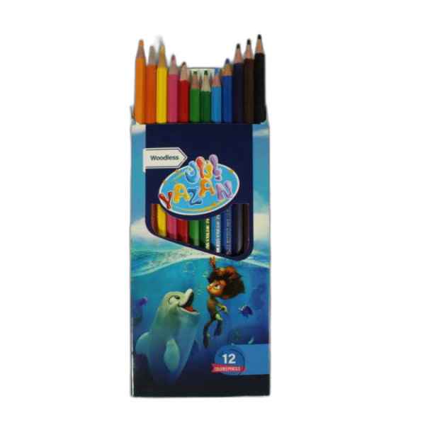 مداد رنگی 12 رنگ پلیمری مقوایی یازان (6 عددی)