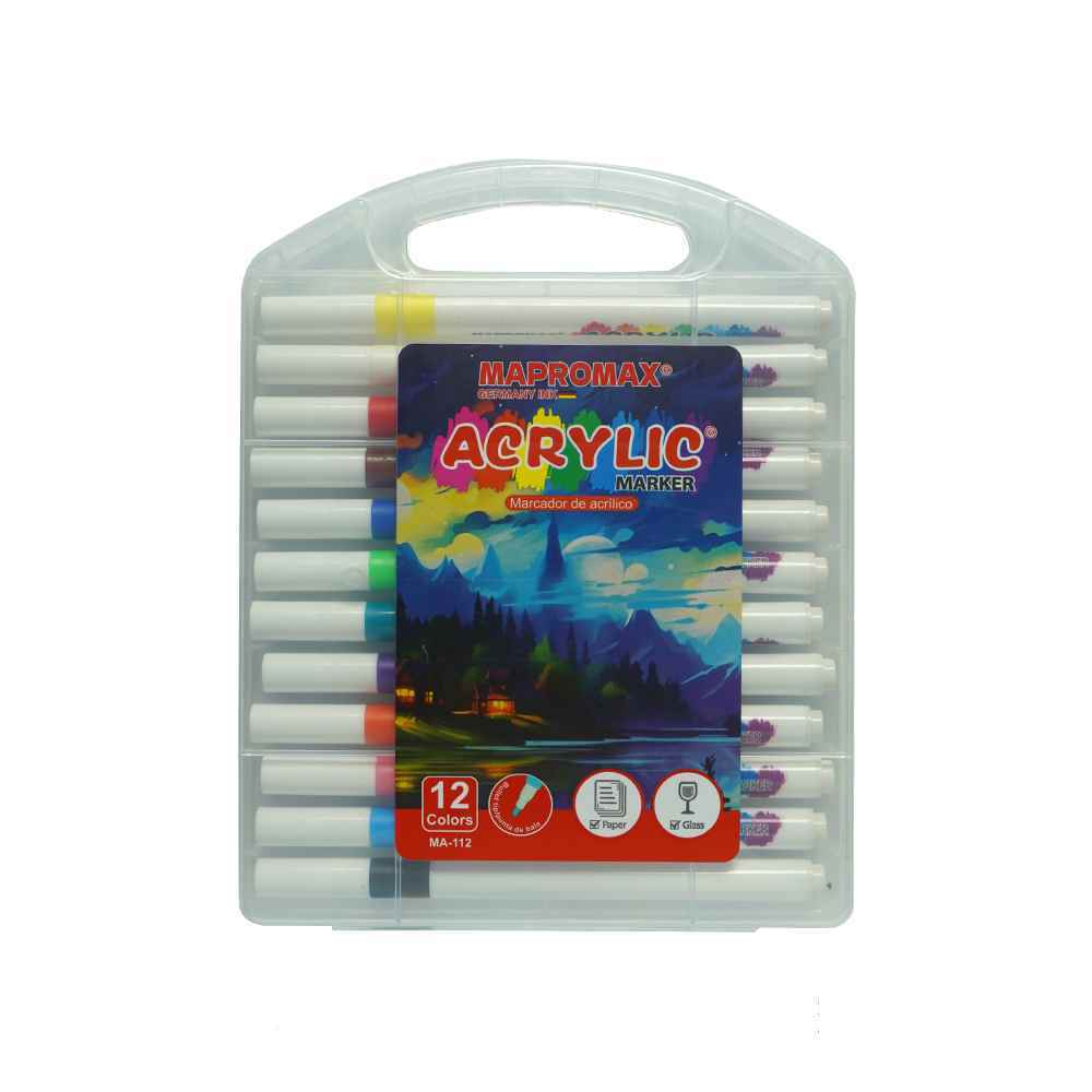 ماژیک اکریلیک12رنگ قلمی ماپرومکس کدMA-112 - Image 3