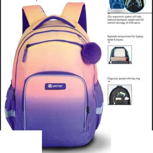 کوله پشتی طرحURBAN با پشتی طبی شوتای یاسی آبرنگی کدG13-V01