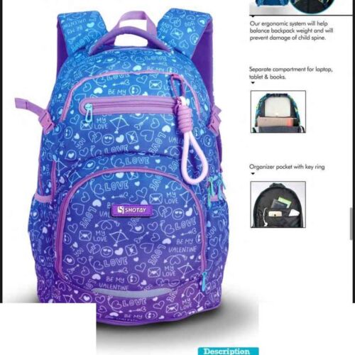 کوله پشتی طرحSPARK با پشتی طبی شوتای آبی آبرنگی لاو کدG15-71