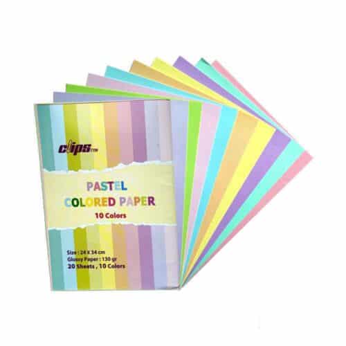 کاغذ10رنگ 34*24بسته20برگی پاستلی کلیپس